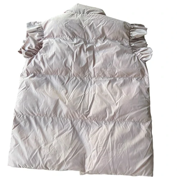 Bucket List Dusty Pink Ruffle Sleeve Oversized Puffer Vest size M - Picture 8 of 12